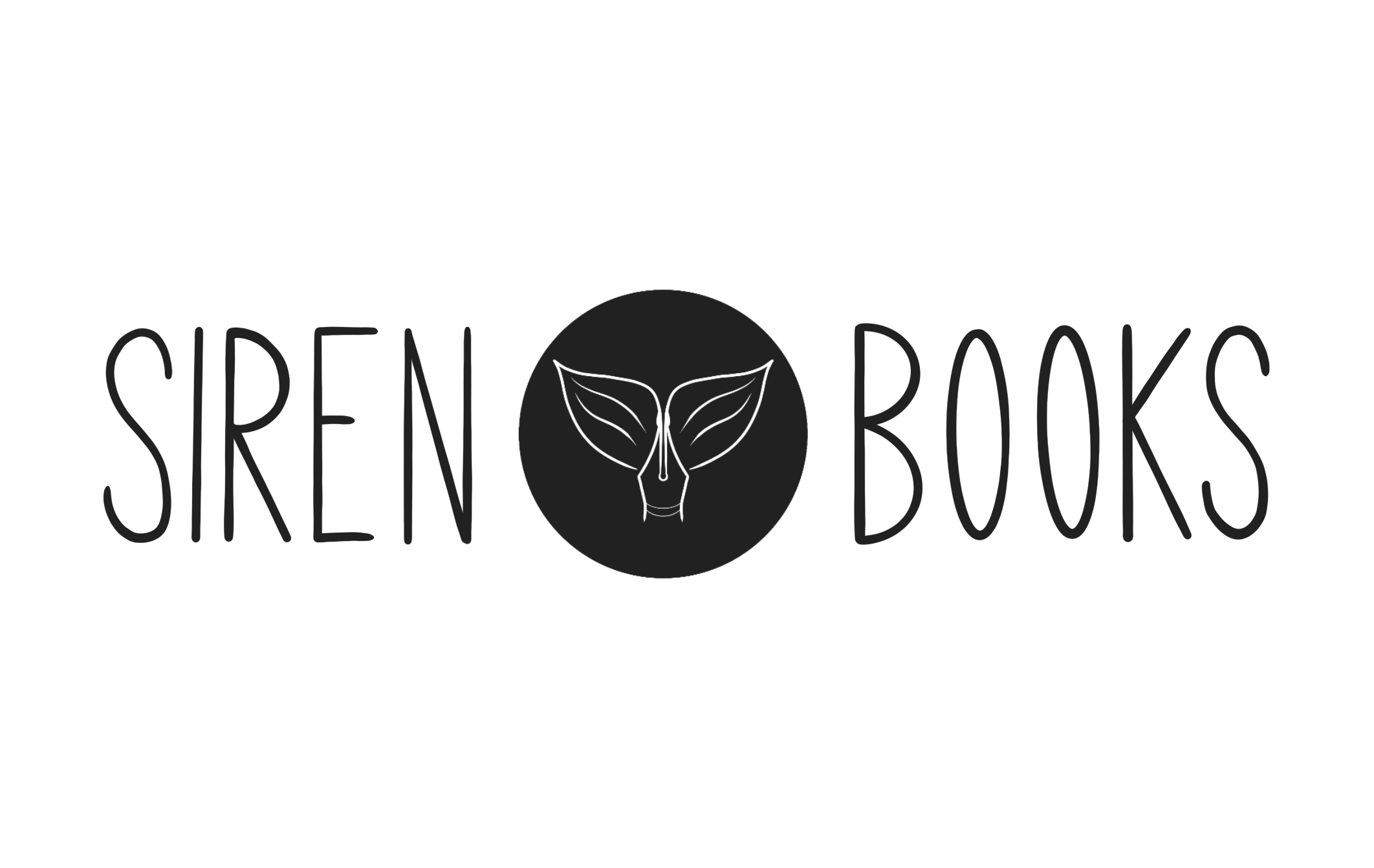 Logo de Siren Books. Una pluma con aletas que asemejan el ala de una sirena